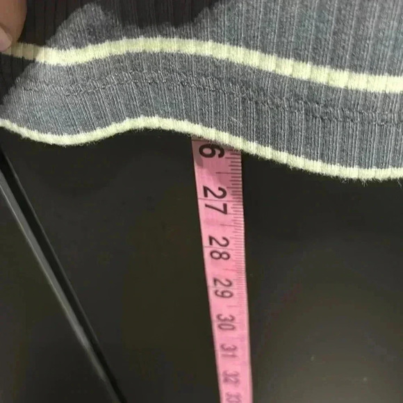 Gap Rib Knit Round neck,tank top/shell, stripe, stretch,gray and ivory - Picture 8 of 9